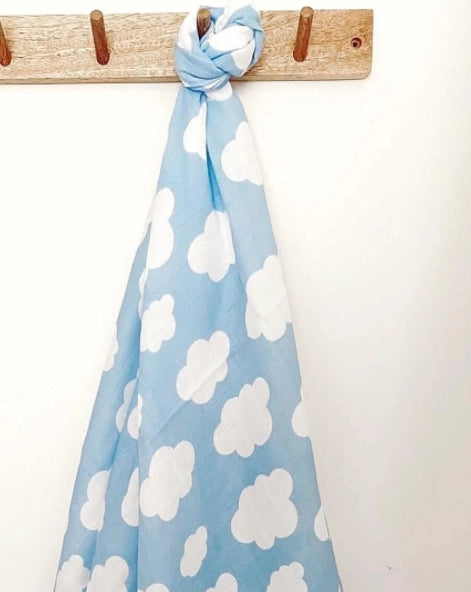 Muslin Baby Swaddle Blanket 100% Cotton Organic Clouds