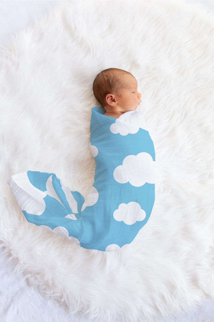 Muslin Baby Swaddle Blanket 100% Cotton Organic Clouds